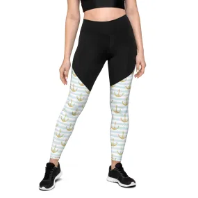 Glittery Anchor Compression Leggings