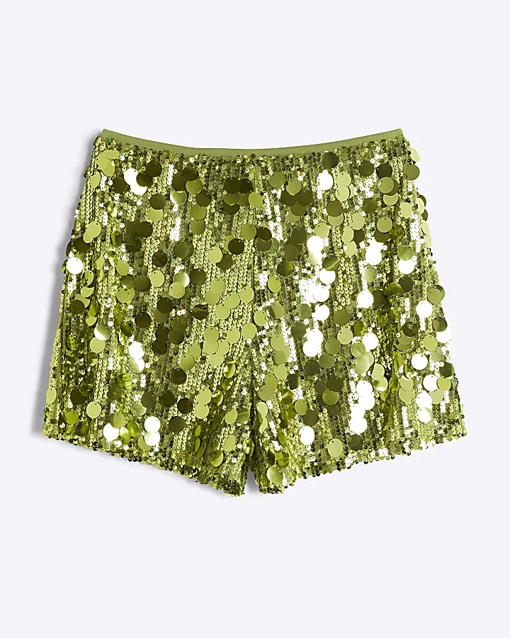 Green Sequin Shorts