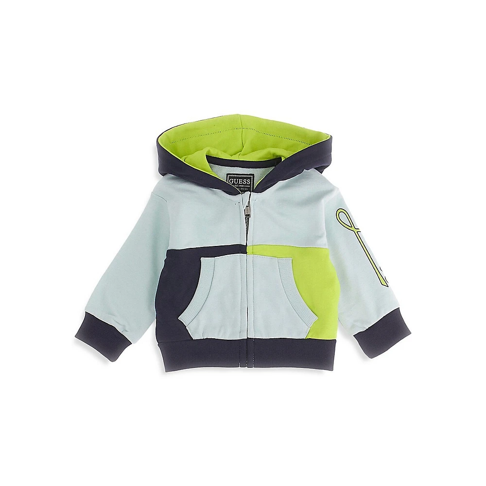 GUESS Little Boy's Organic Cotton Hooded Active Zip Top