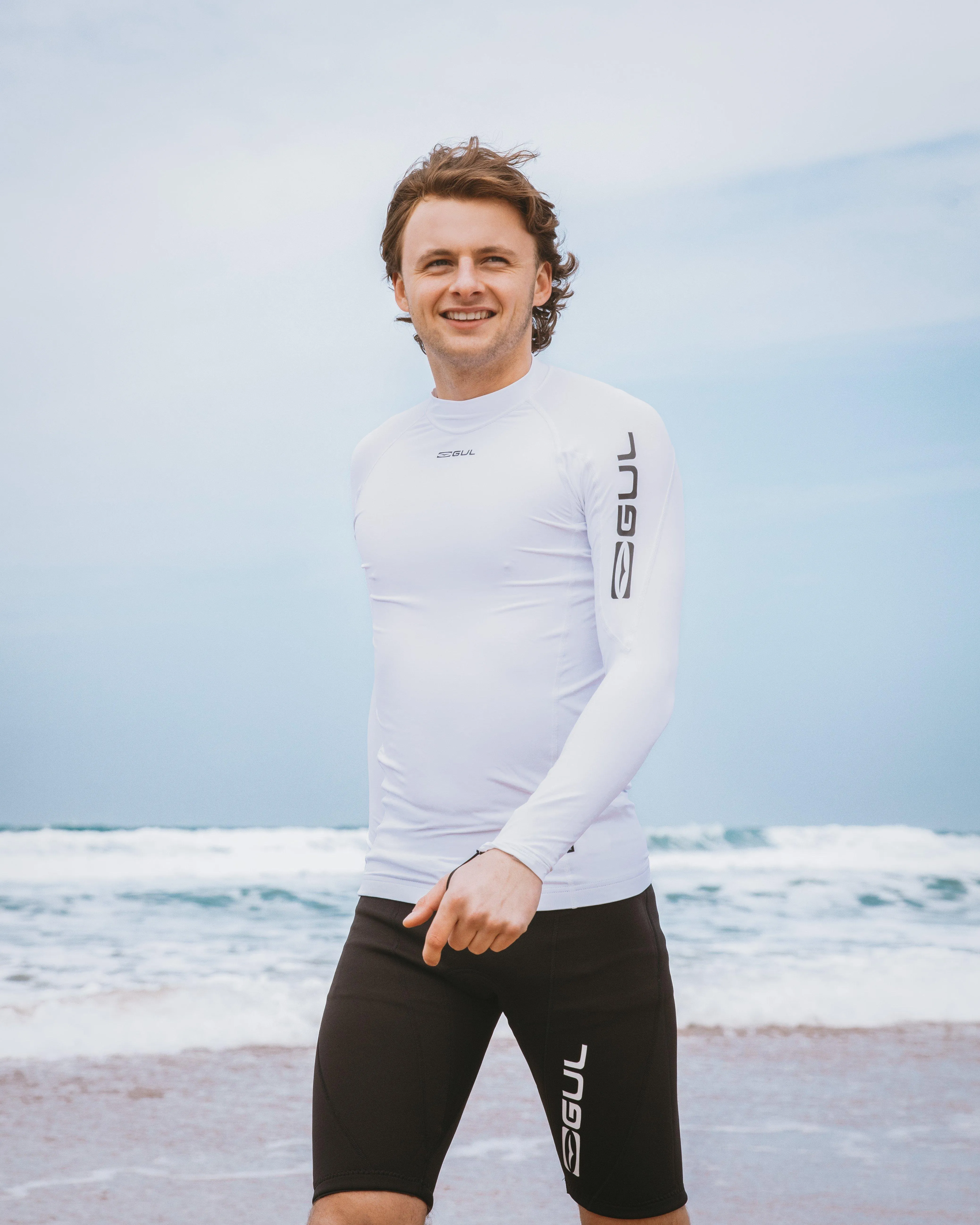 Gul UV Protection Flat Lock Long Sleeve Rash Vest - White | George Fisher