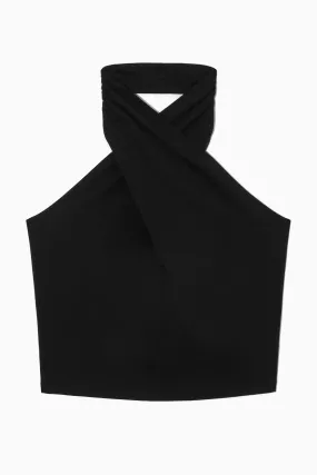 HALTERNECK CROPPED TOP - Halterneck - Sleeveless - BLACK - Ladies | H&M GB