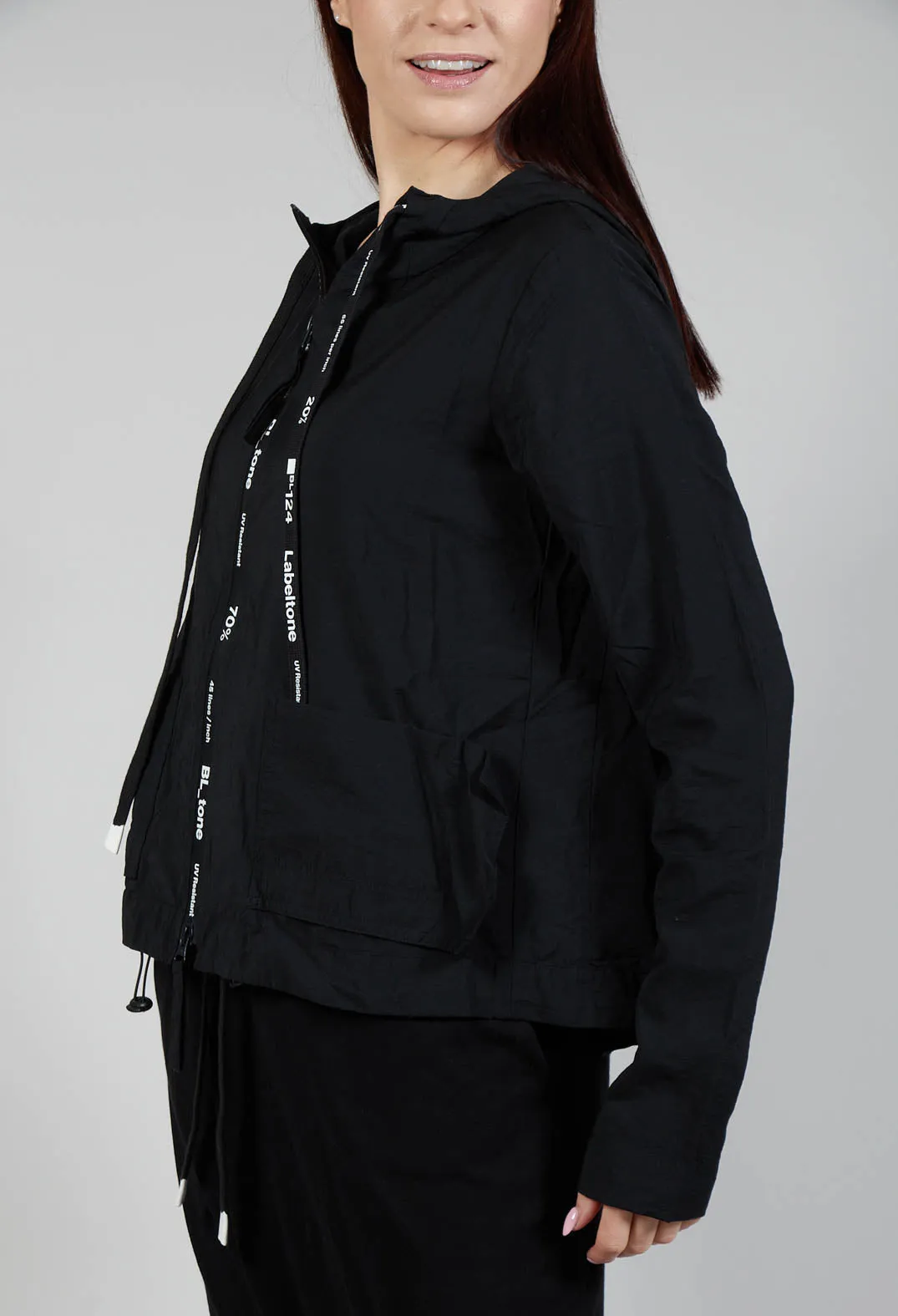 Hooded Jersey Jacket in Black