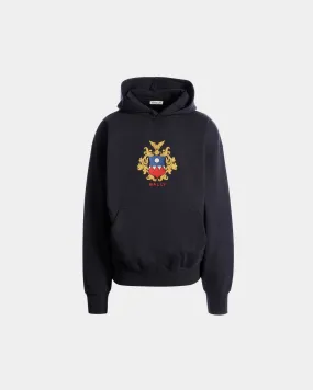 Hoodie With Bally Crest Logo In Navy Blue Cotton