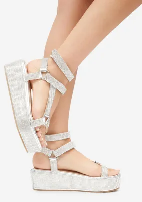 Ice On The Runway Strappy Platform Sandals-