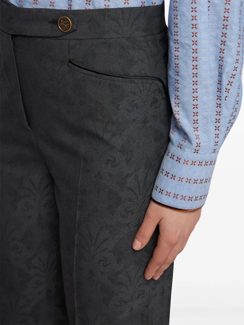 Jacquard floral trousers