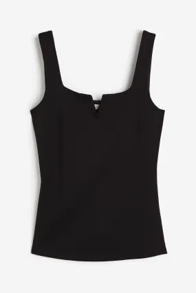 Jersey vest top - Sweetheart neckline - Sleeveless - Black - Ladies | H&M GB