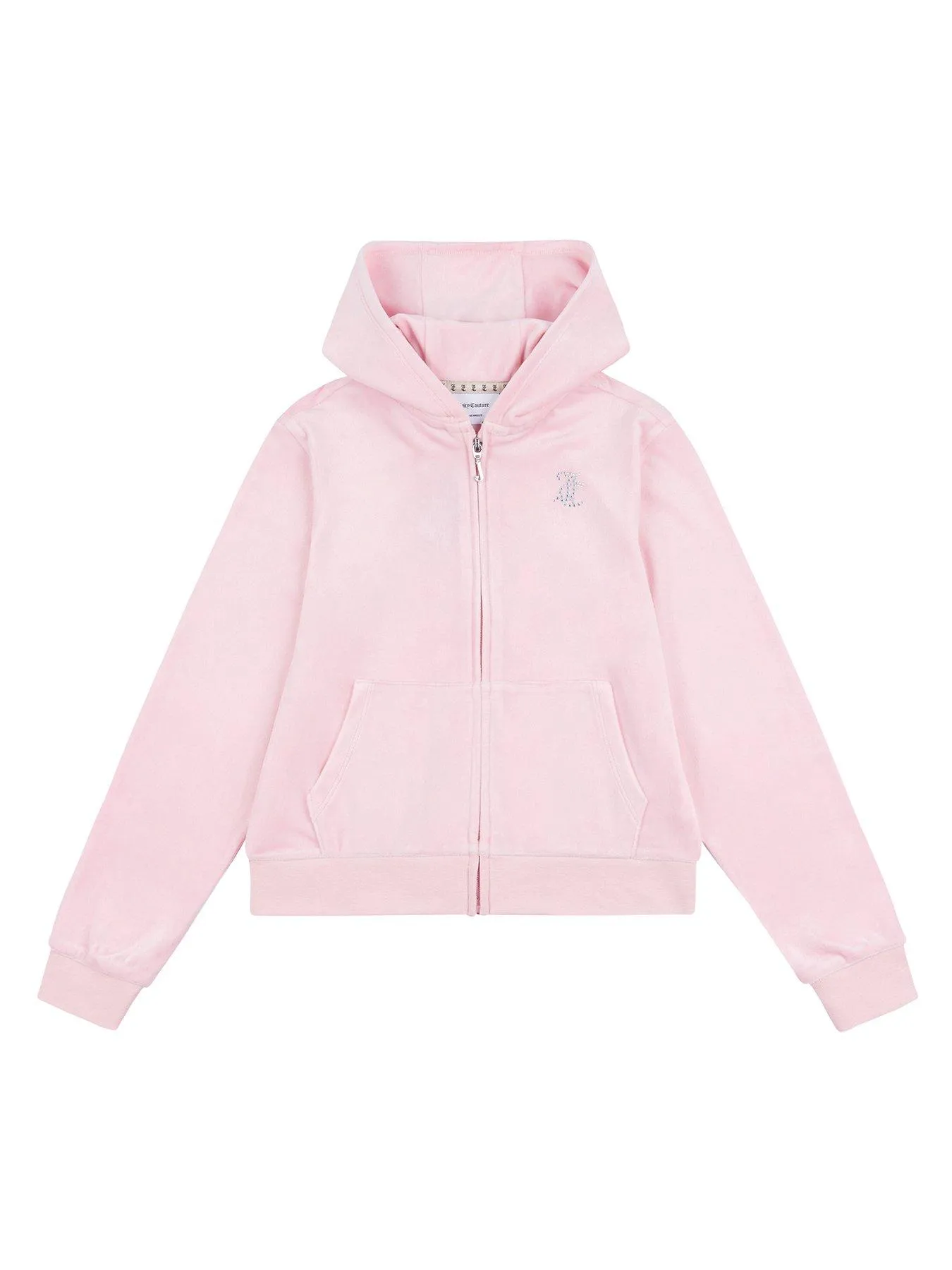 Juicy Couture Girls Diamante Velour Zip Through Hoodie - Almond Blossom