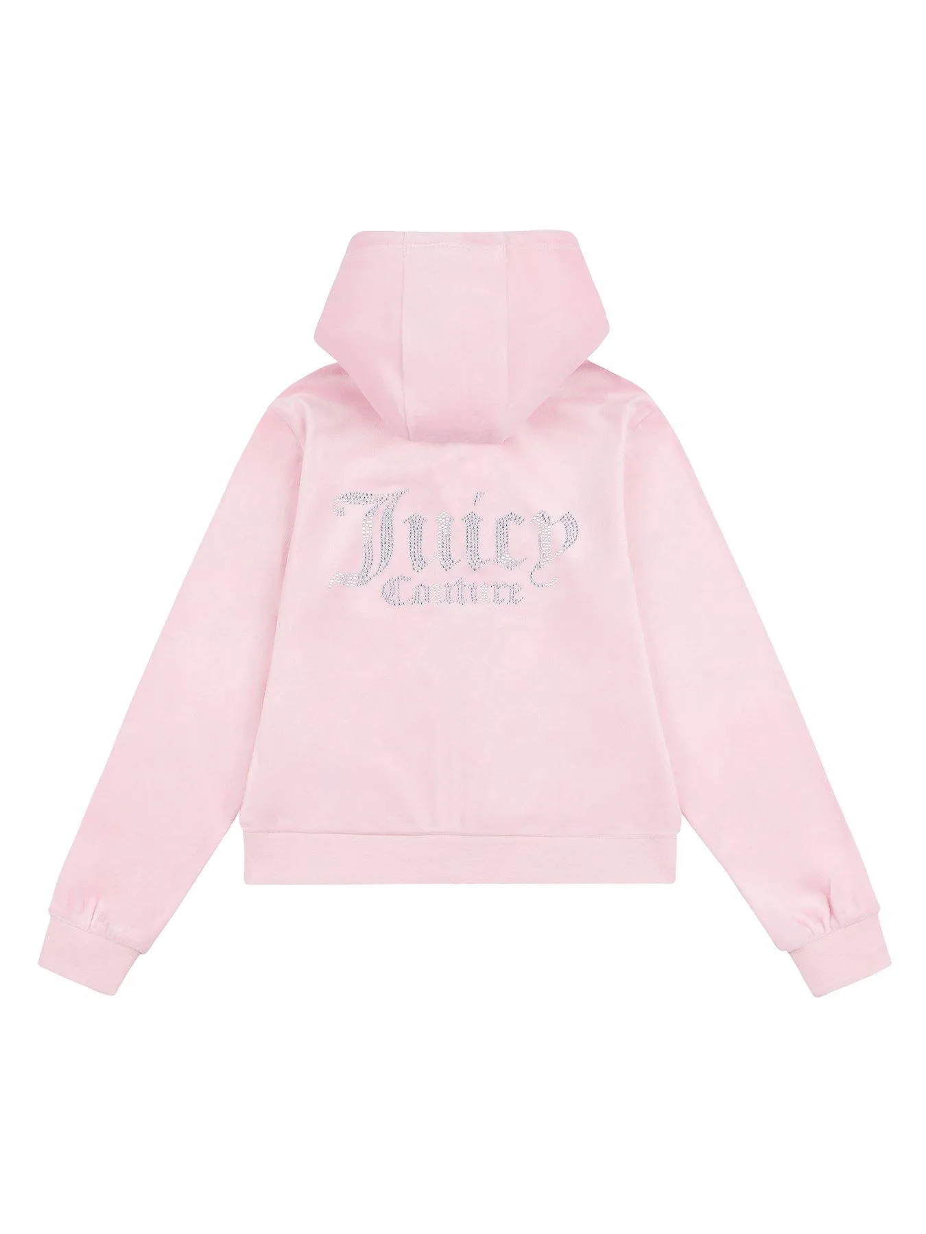 Juicy Couture Girls Diamante Velour Zip Through Hoodie - Almond Blossom