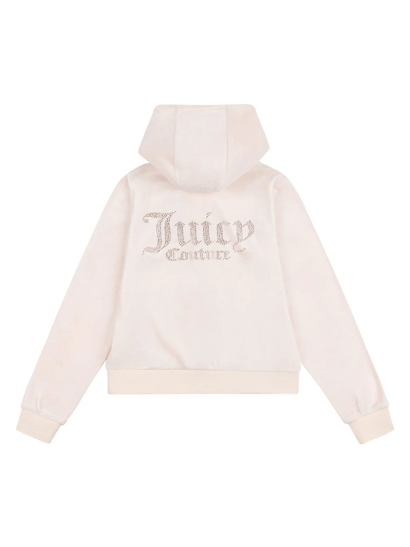 Juicy Couture Girls Diamante Velour Zip Through Hoodie - Shell - Beige