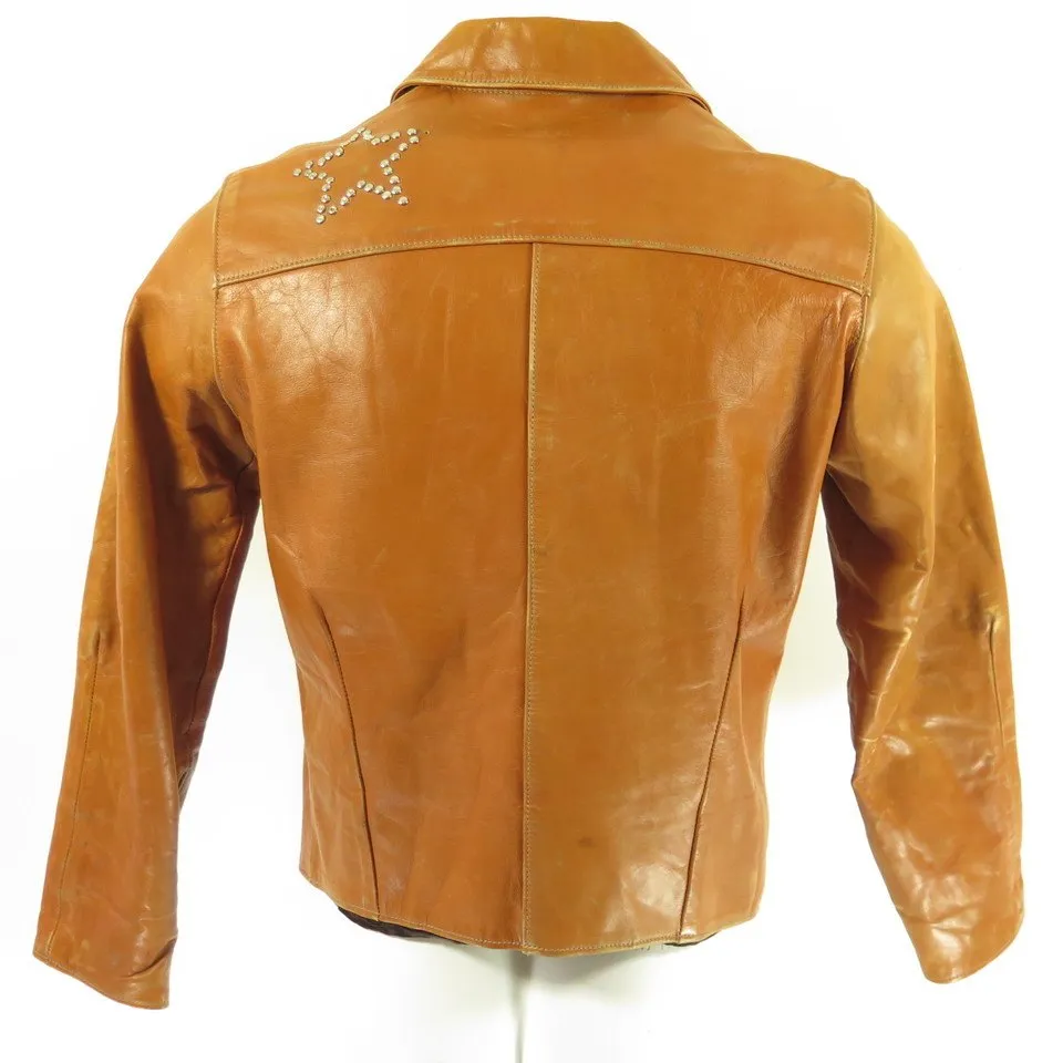 Levis 70s Replica Leather Jacket Mens L Brown Star Studded