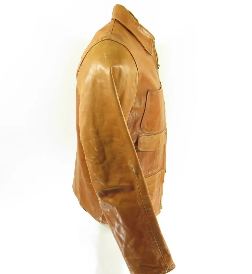 Levis 70s Replica Leather Jacket Mens L Brown Star Studded