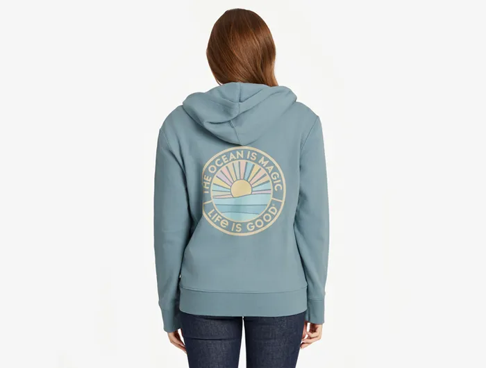 Life is Good Women's Simply True Fleece Zip Hoodie - Here Comes the Sun Spectrum