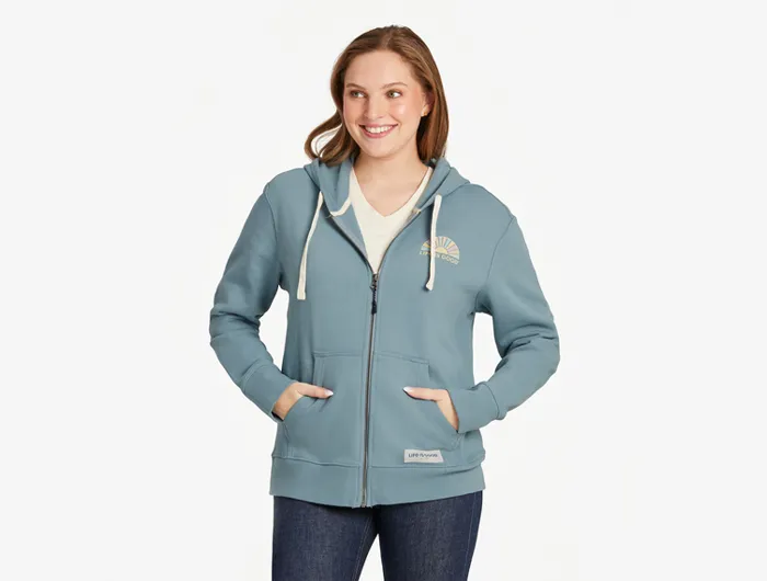 Life is Good Women's Simply True Fleece Zip Hoodie - Here Comes the Sun Spectrum