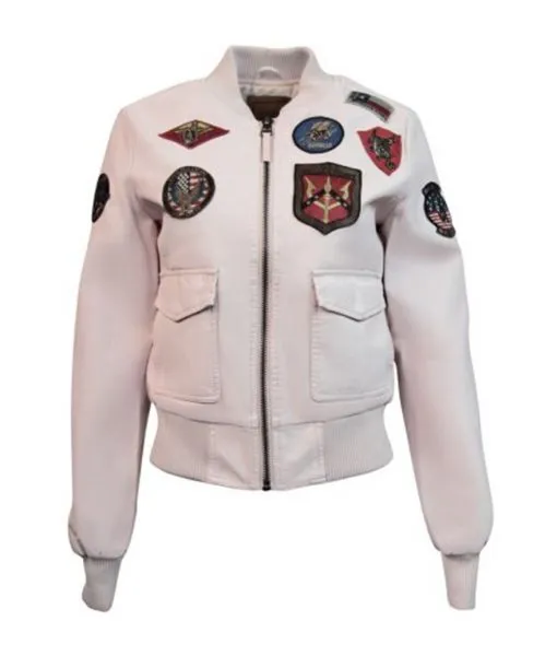 Light Pink Womens Top Gun Vegan Leather Jacket