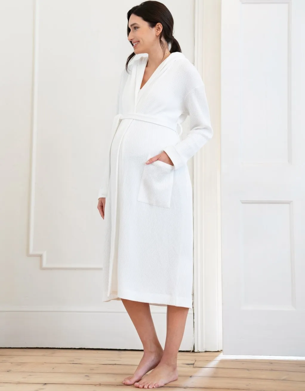 Marquesa | Cotton Hooded Waffle Maternity-To-Nursing Dressing Gown