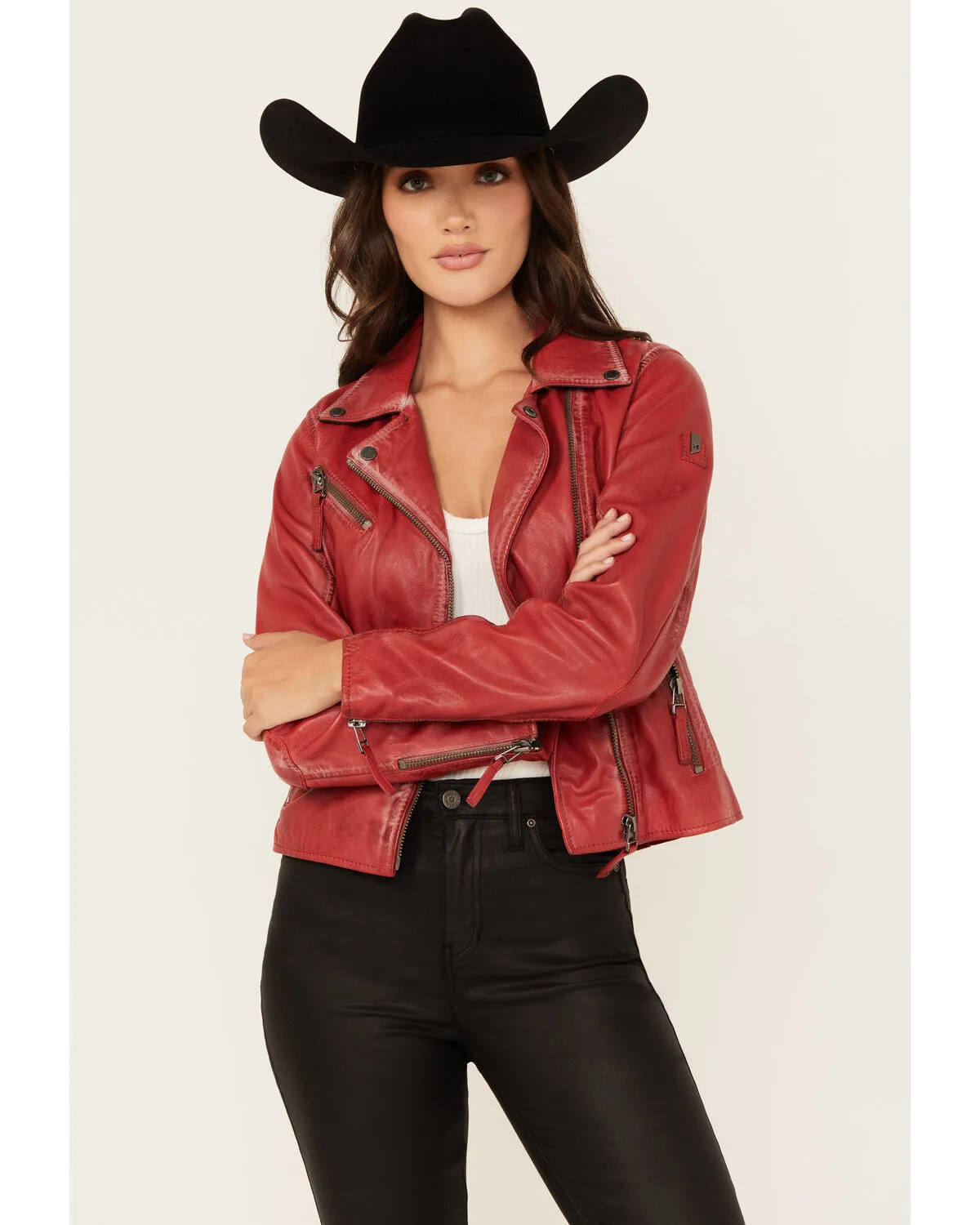 Mauritius Leather Women's Christy Scatter Star Leather Jacket