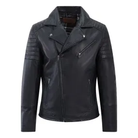 Men's Black Biker Leather Jacket - Albert - PRIMEHIDE Leather