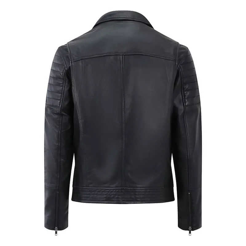 Men's Black Biker Leather Jacket - Albert - PRIMEHIDE Leather