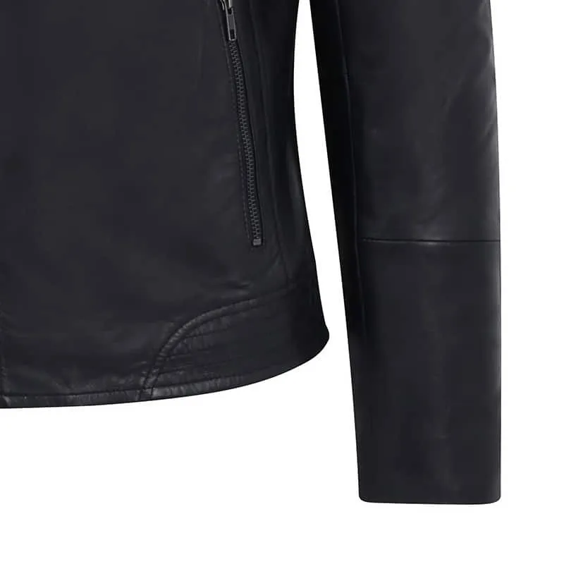 Men's Black Biker Leather Jacket - Albert - PRIMEHIDE Leather