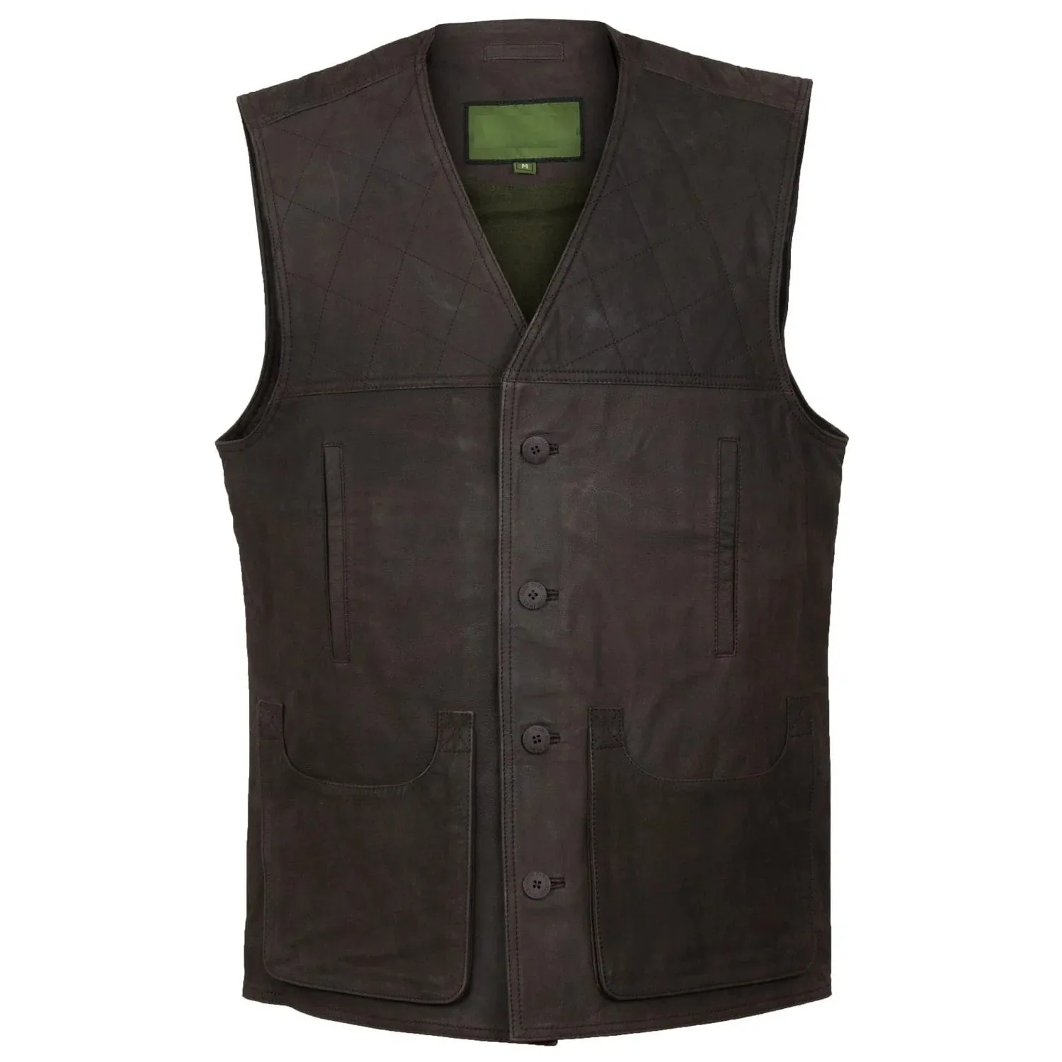 Men’s Brown Leather Military Vest