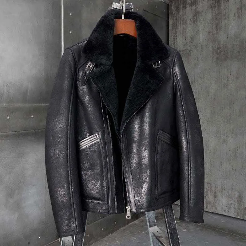 Men's B3 Shearling Leather Bomber Motorcycle Jacket