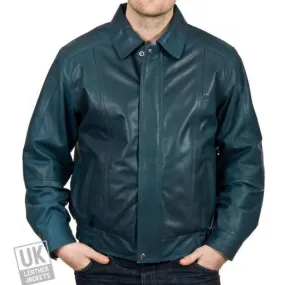 Mens Blue Leather Jacket - Plus Size - Oregon | Free UK Delivery