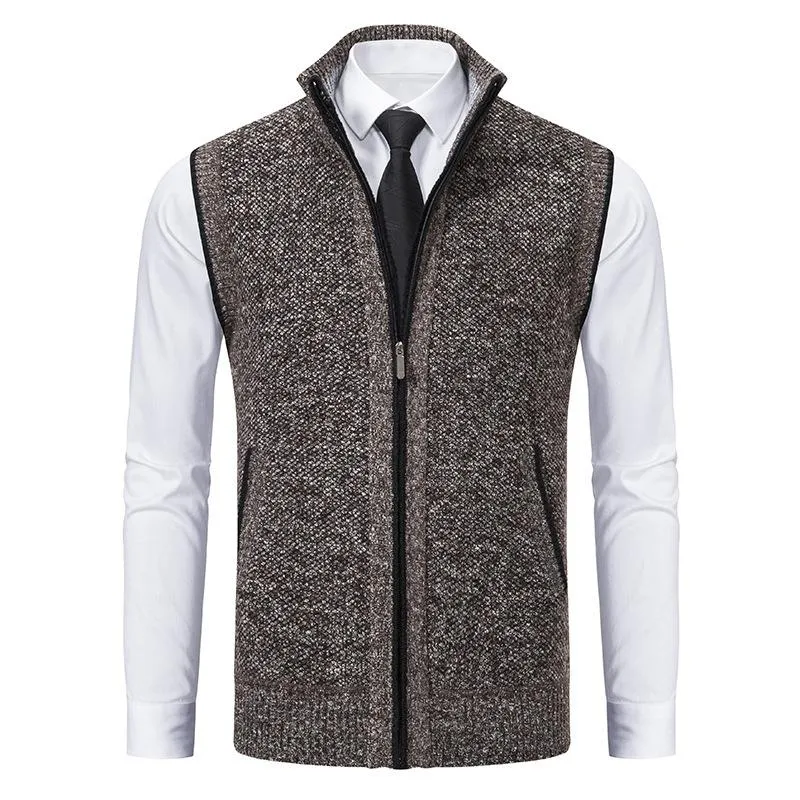 Men's Casual Stand Collar Knitted Zipper Vest 37609241X