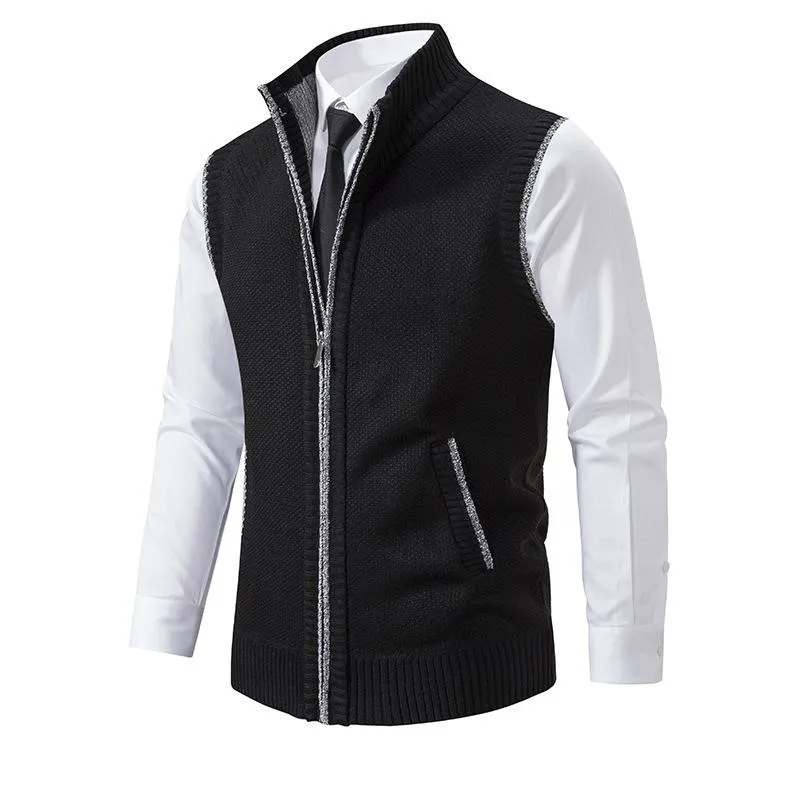 Men's Casual Stand Collar Knitted Zipper Vest 37609241X