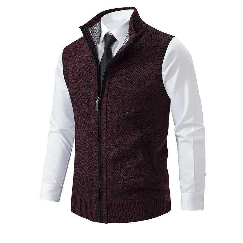 Men's Casual Stand Collar Knitted Zipper Vest 37609241X