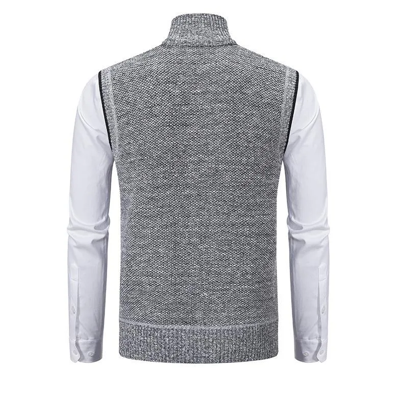 Men's Casual Stand Collar Knitted Zipper Vest 37609241X