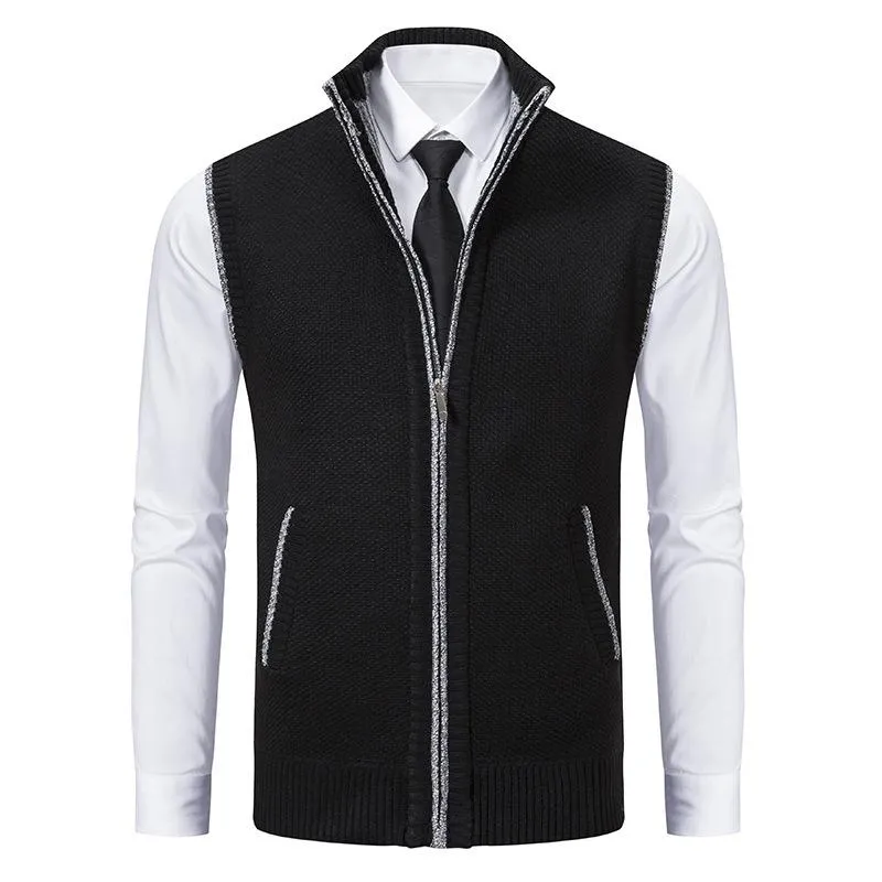 Men's Casual Stand Collar Knitted Zipper Vest 37609241X