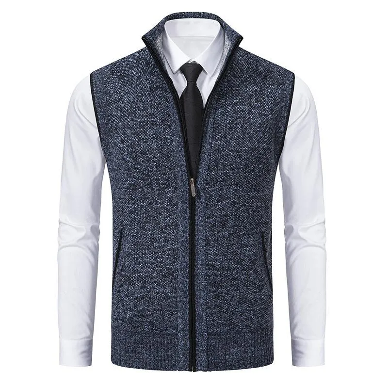 Men's Casual Stand Collar Knitted Zipper Vest 37609241X