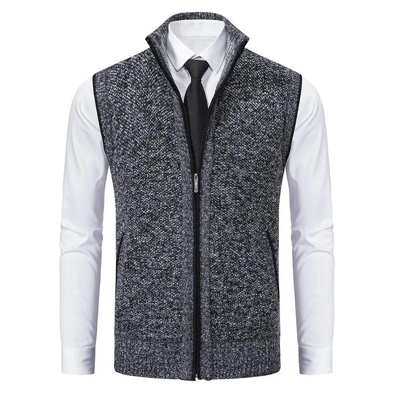 Men's Casual Stand Collar Knitted Zipper Vest 37609241X