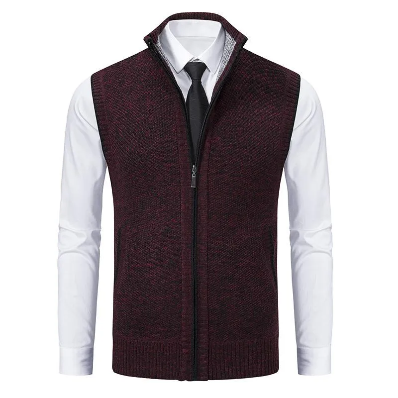 Men's Casual Stand Collar Knitted Zipper Vest 37609241X