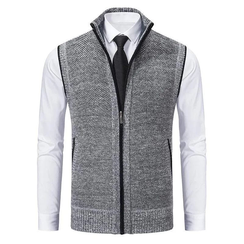 Men's Casual Stand Collar Knitted Zipper Vest 37609241X