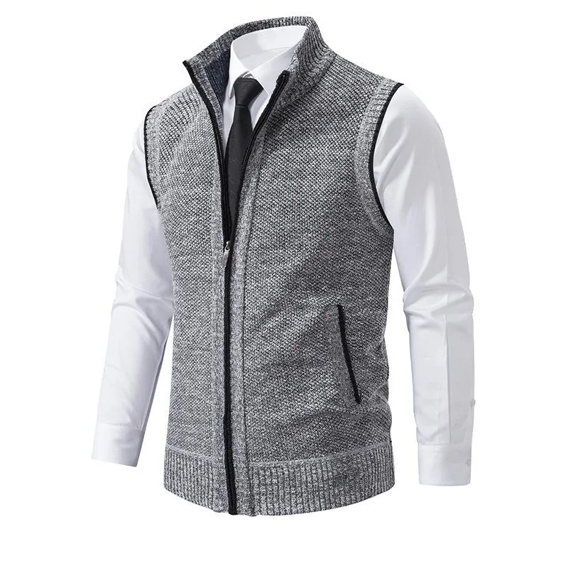 Men's Casual Stand Collar Knitted Zipper Vest 37609241X