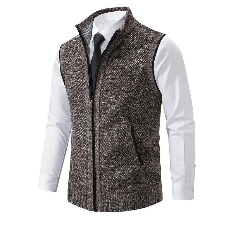 Men's Casual Stand Collar Knitted Zipper Vest 37609241X