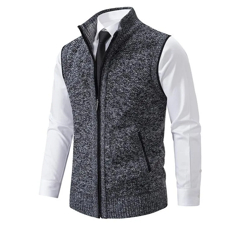 Men's Casual Stand Collar Knitted Zipper Vest 37609241X