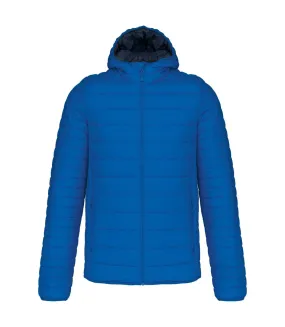 Mens lightweight hooded padded jacket light royal blue Kariban