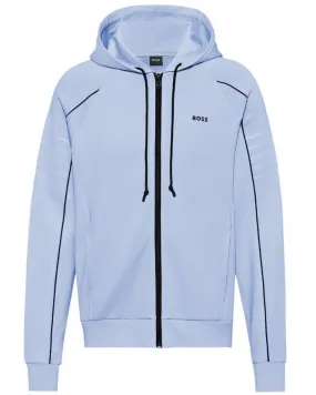 Mens Saggy 1 Stretch Cotton Zip Hoodie Light Blue