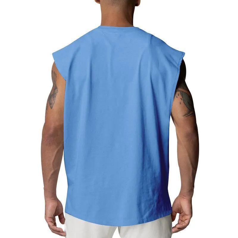 Men's Solid Loose Sleeveless Sports Fitness Tank Top 03482386Z