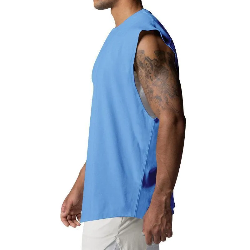 Men's Solid Loose Sleeveless Sports Fitness Tank Top 03482386Z