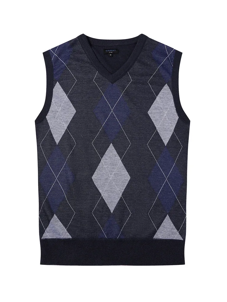 Mens Super Soft Diamond Knitted Sleeveless Vest