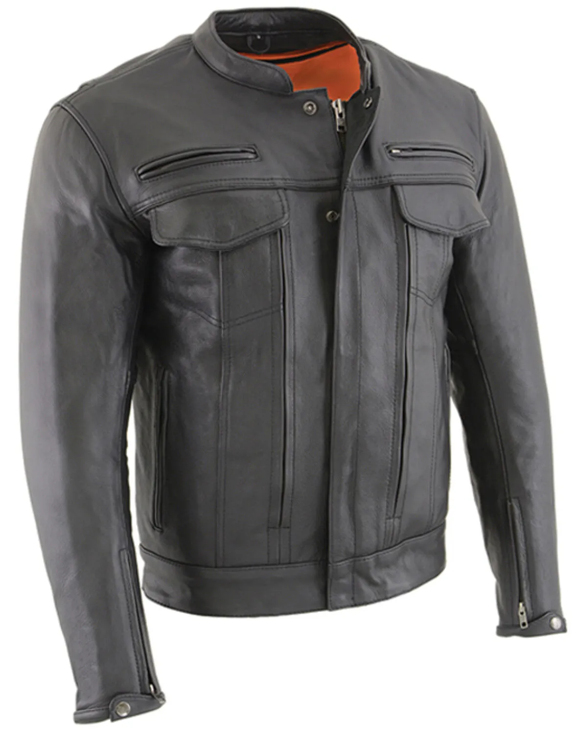 Milwaukee Leather Men's Vented Scooter Zip-Front CoolTec Leather Jacket