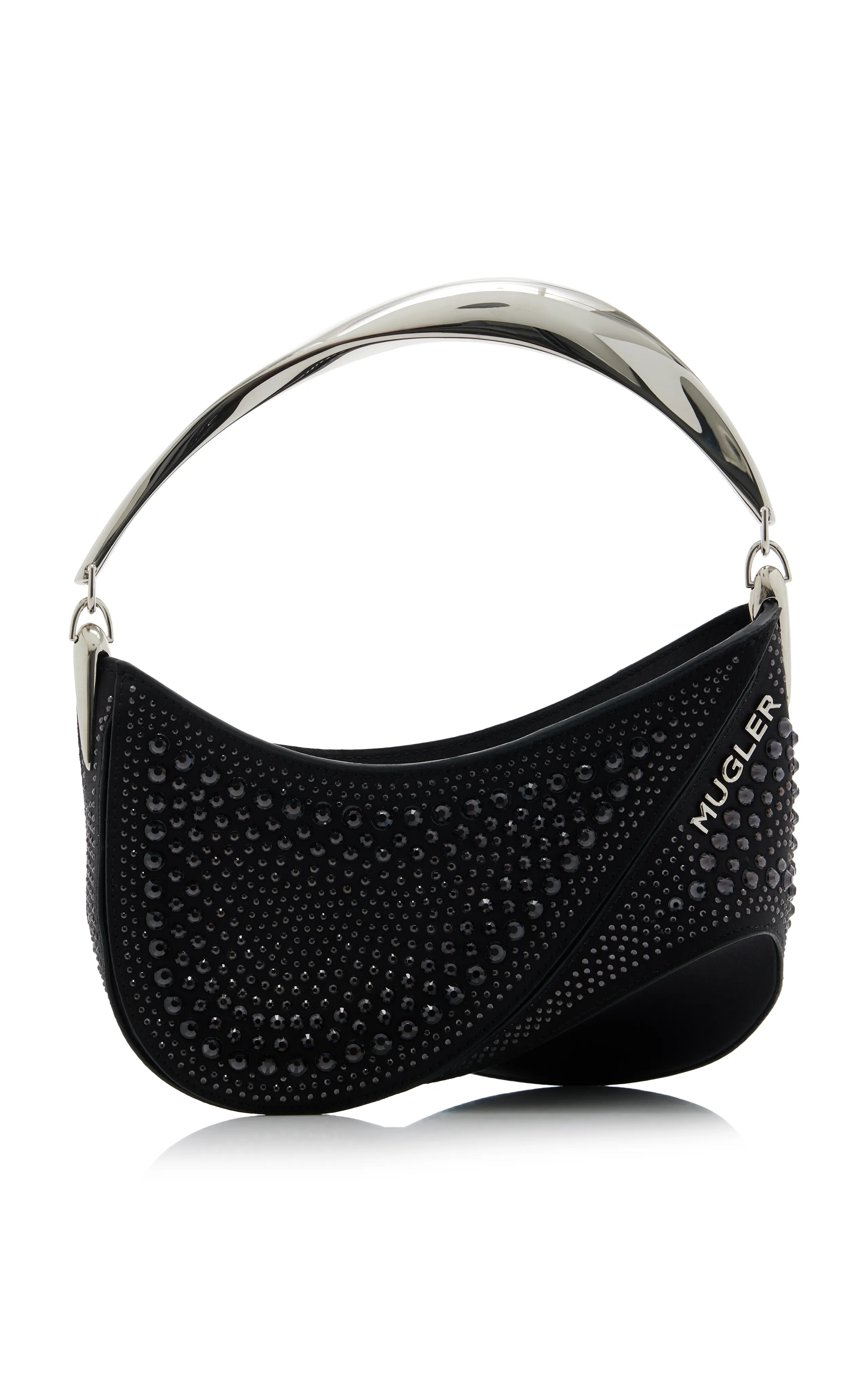 MUGLER Spiral Small Crystal-Embellished Leather Bag