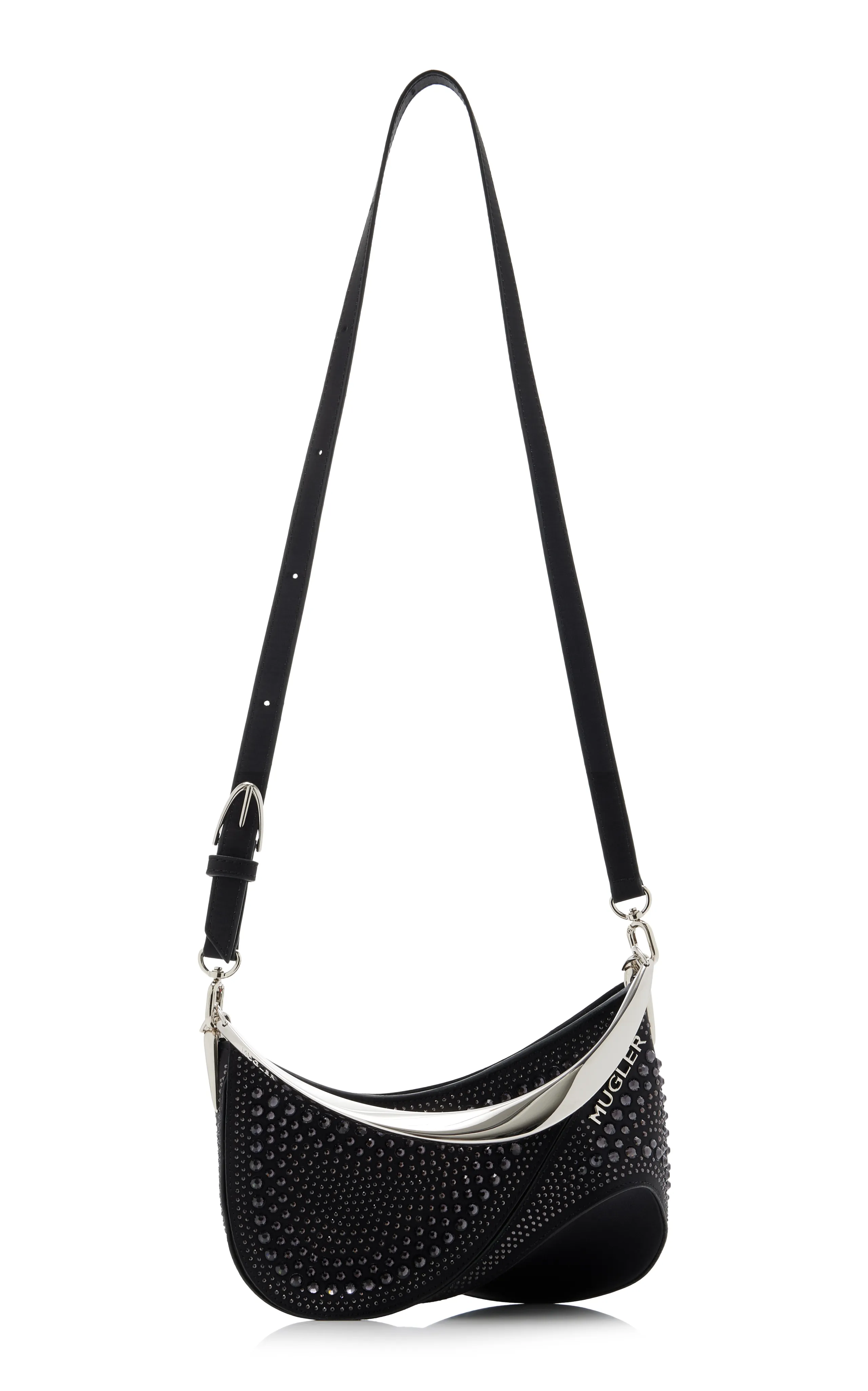 MUGLER Spiral Small Crystal-Embellished Leather Bag