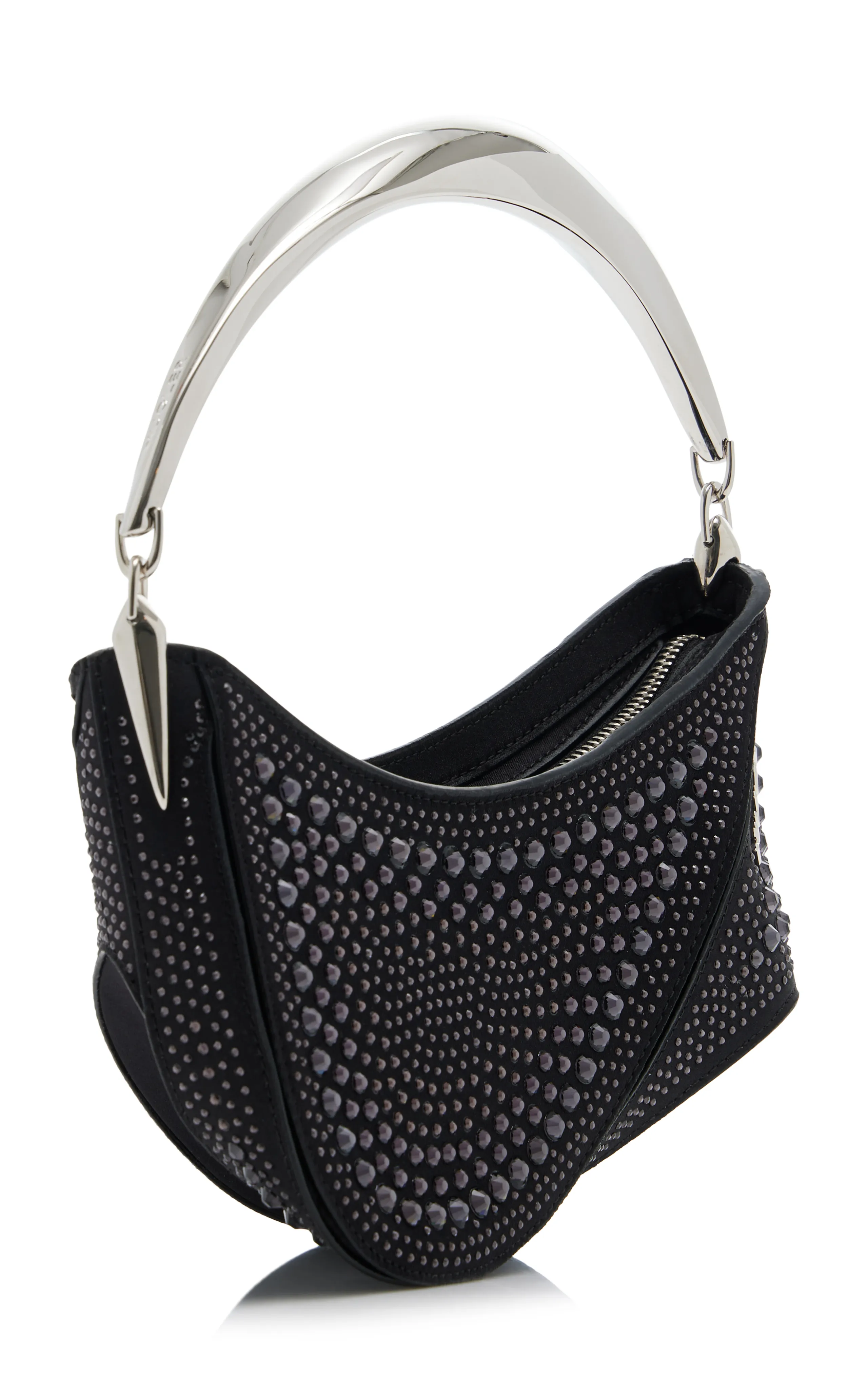 MUGLER Spiral Small Crystal-Embellished Leather Bag