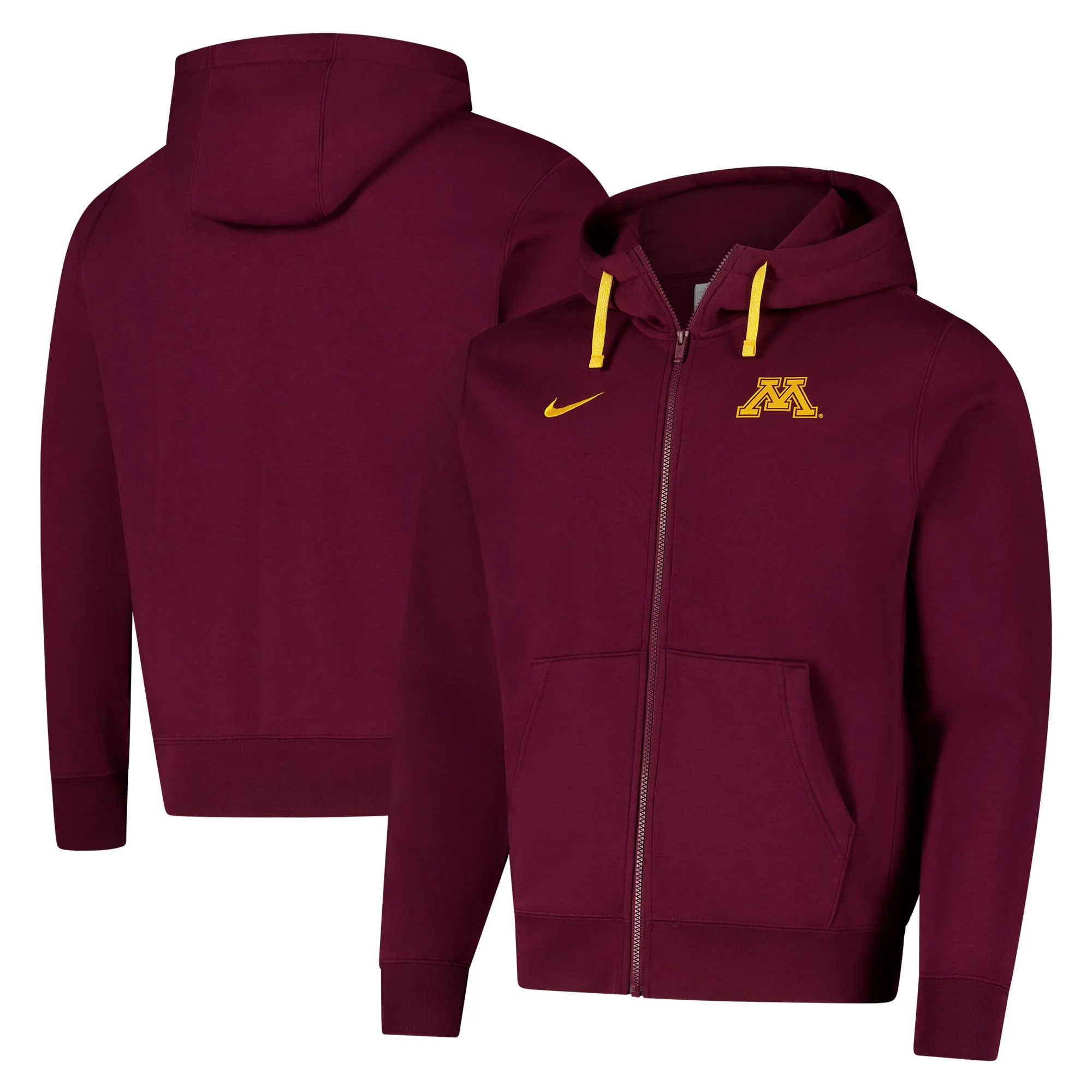 Nike Minnesota Golden Gophers Maroon 2024/25 Sideline Club Fleece Full Zip Hoodie