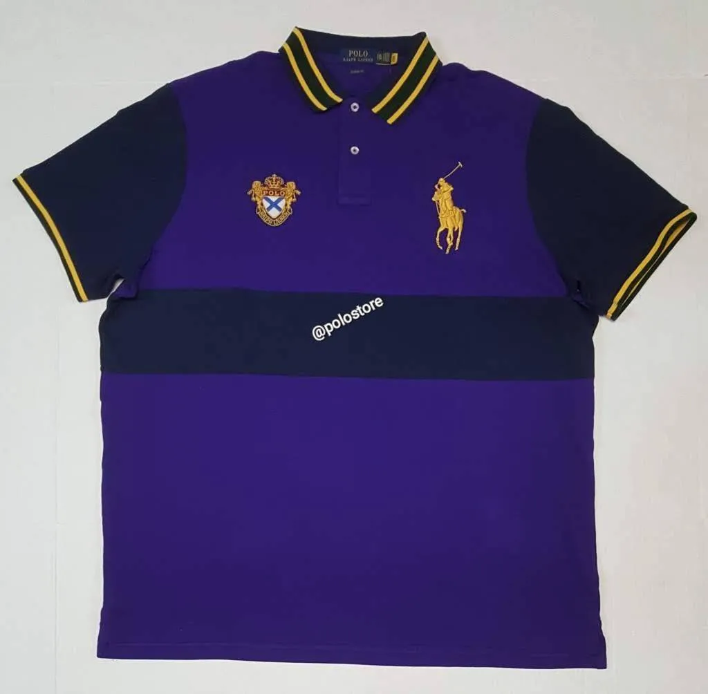 Nwt Polo Big & Tall Purple with Gold Big Pony Embroidered Crest Polo