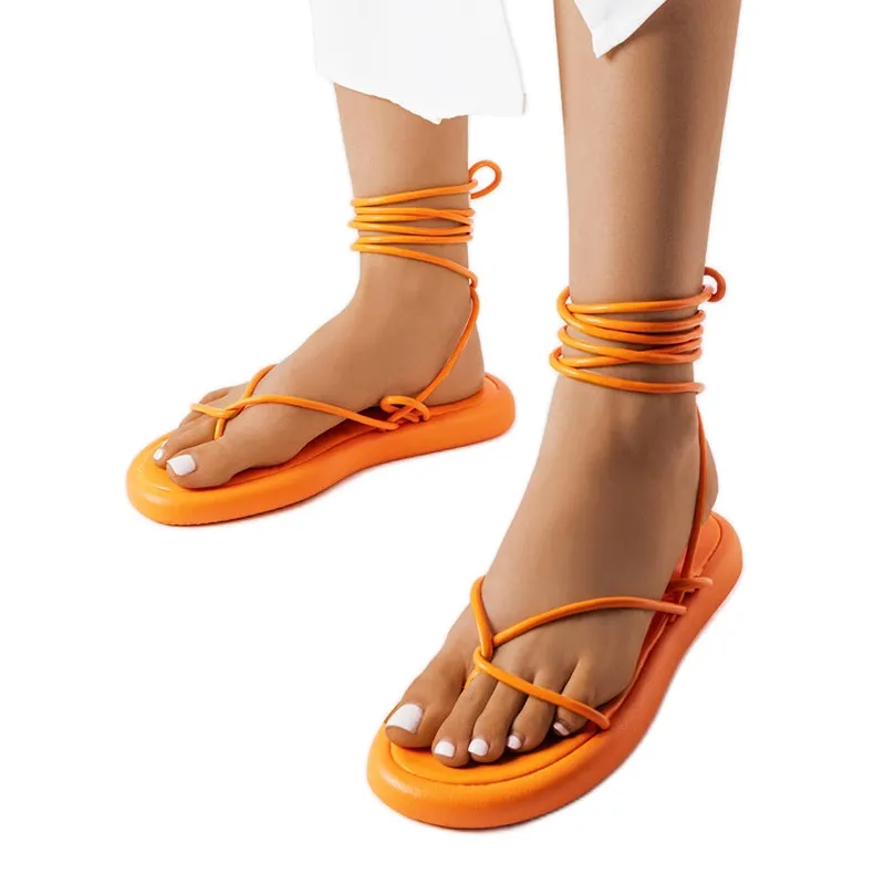 Orange lace-up sandals from Laurence